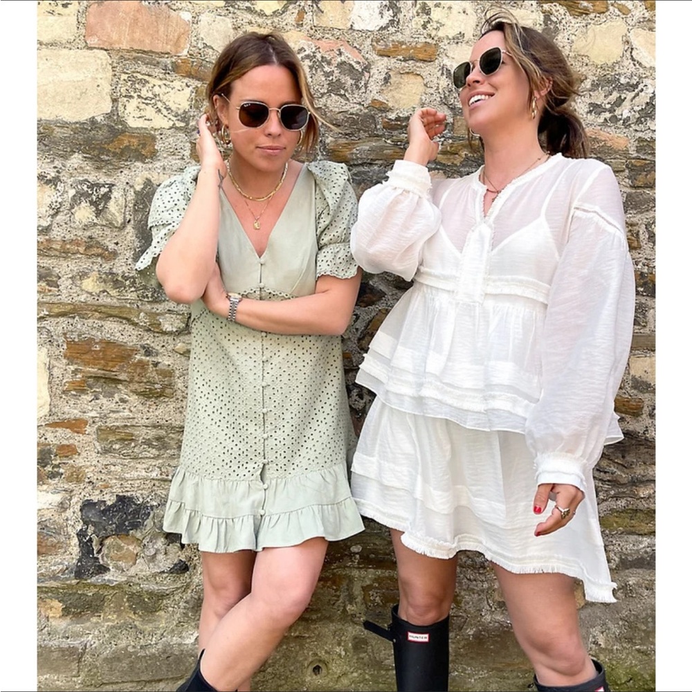 Labelrail‎ x Collyer Twins sheer mini dress with tiered skirt White